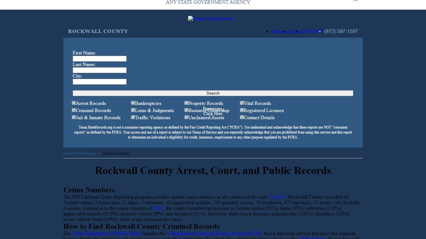 Rockwall County Arrest, Court, and Public Records